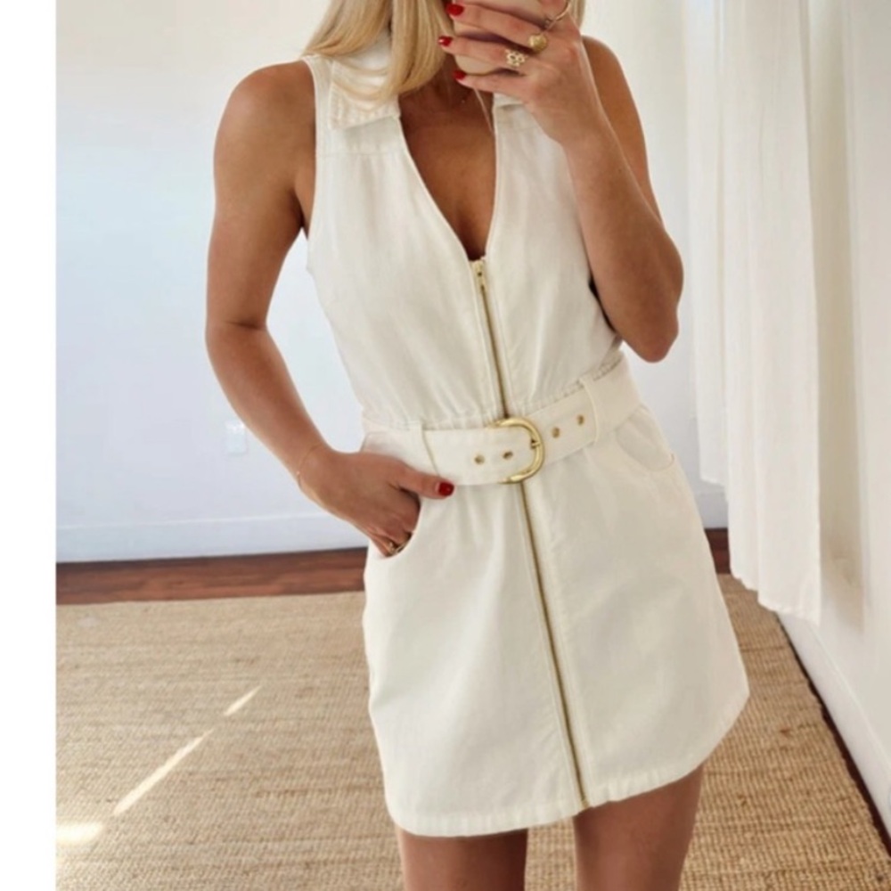 Show Me Your MuMu White Belted Mini Dress